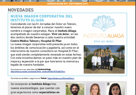 Nueva imagen corporativa y más noticias en la 4ª Newsletter Instituto Aliaga